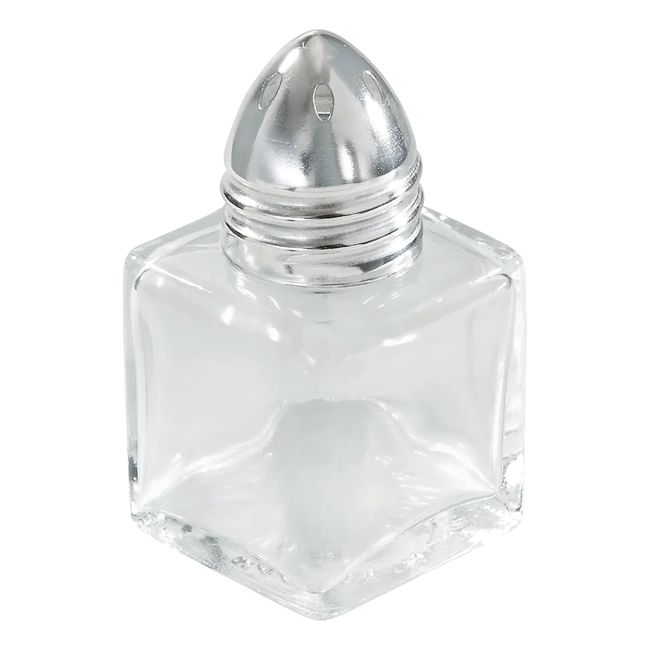 Winco G-100 Glass Square Shaker, 1/2 oz, Stainless Steel Top, Glass Jar - 1 Dozen