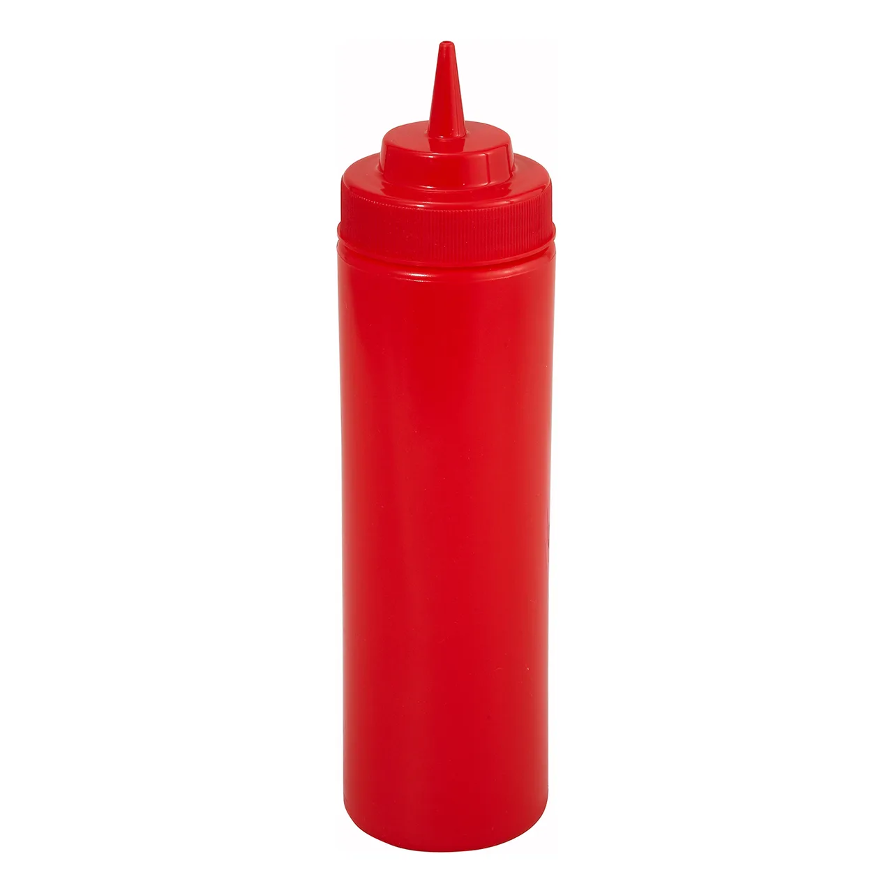 Winco PSW-12R Squeeze Bottle, 12 oz Wide-Mouth, BPA-Free Plastic, Red Single-Tip - 6/Pack