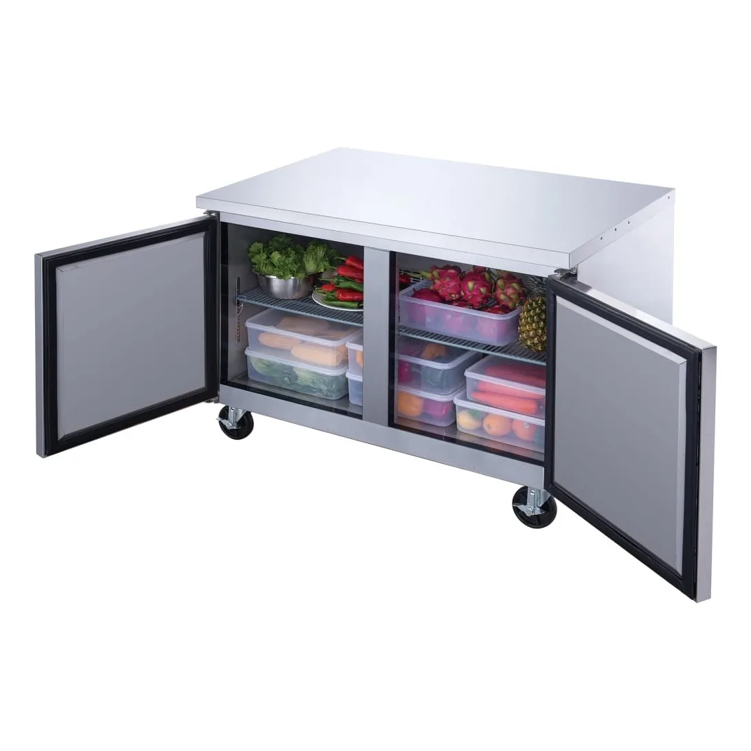 Dukers DUC60R 60 1/8" Undercounter Refrigerator w/ (2) Sections & (2) Doors, 115v