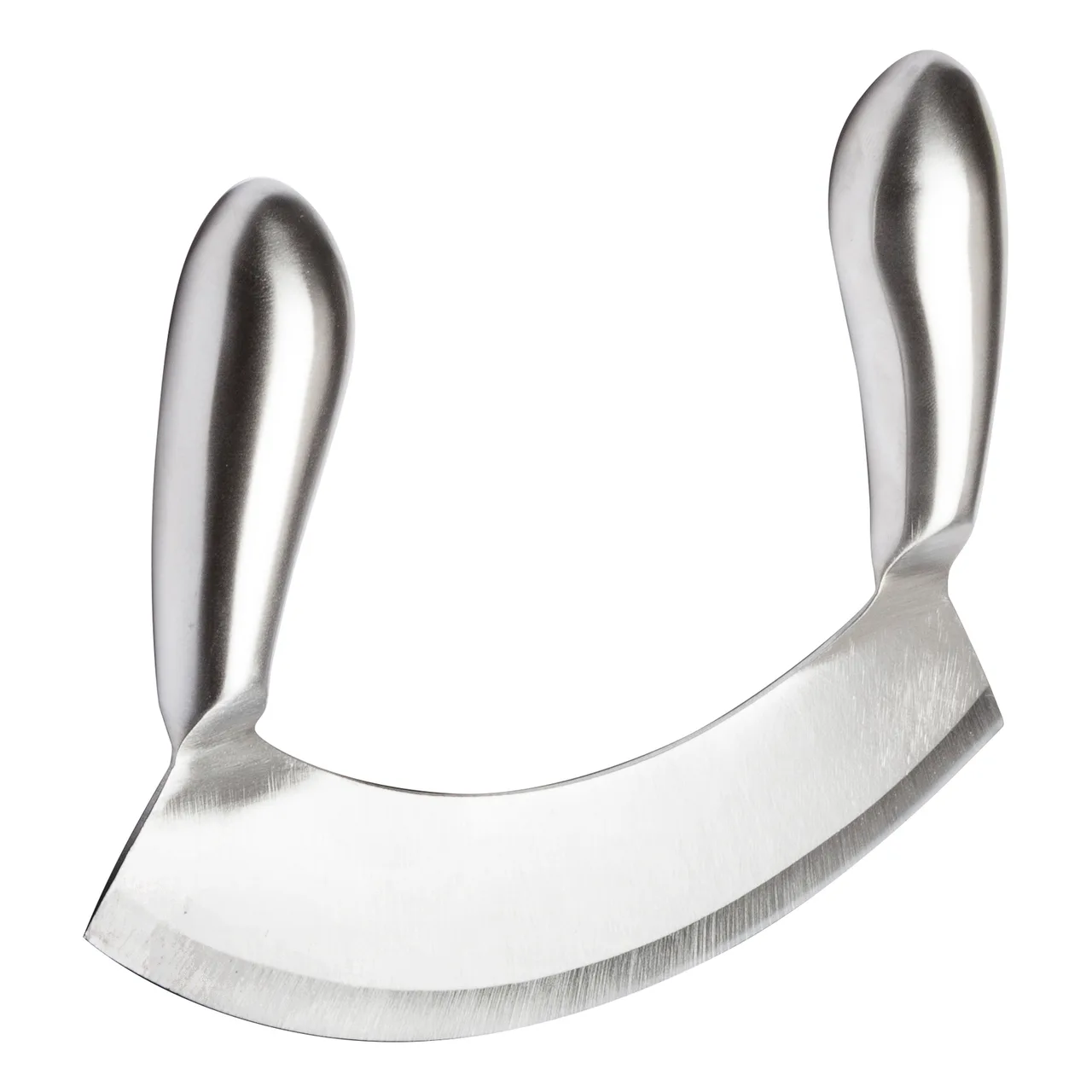 Winco KCC-3 Stainless Steel Single Blade Mezzaluna Knife w/ Handle