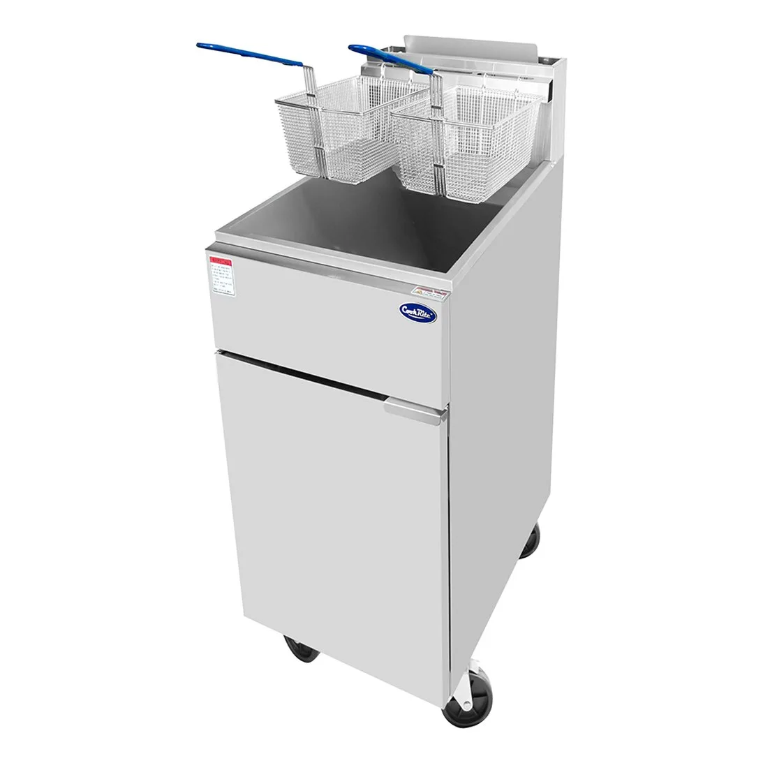 Atosa USA ATFS-40 15“ Floor Model Full Pot Natural Gas Fryer with 40 lbs, Millivolt Controls, 102.000 BTU 