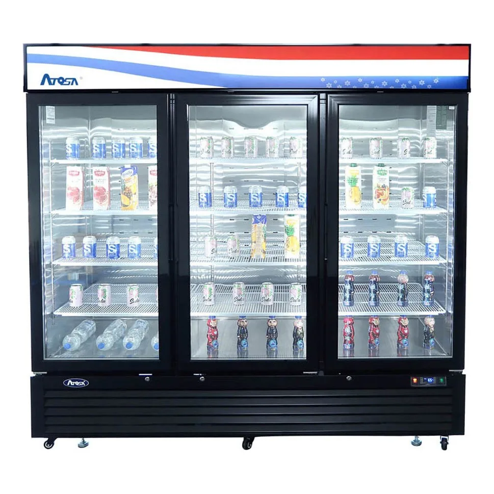 Atosa USA MCF8728GR 81" 3 Glass Door Freezer Merchandiser in Black, 68 cu. ft.
