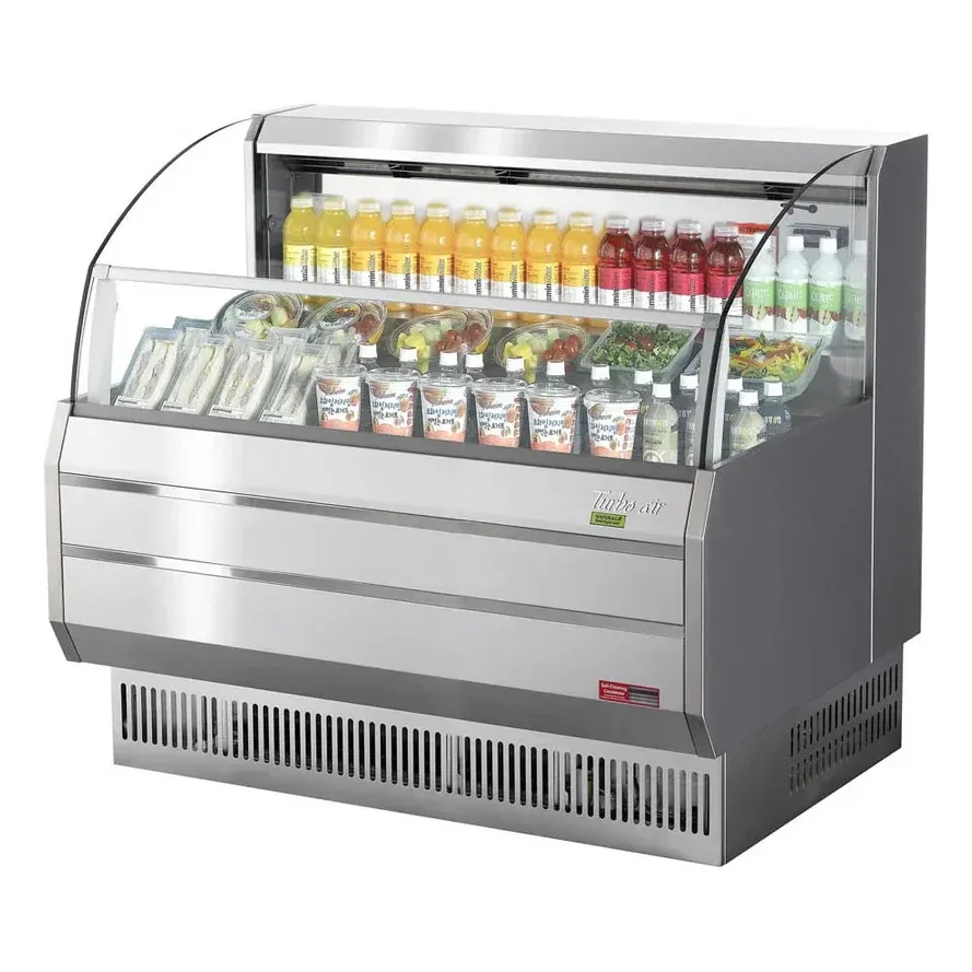 Turbo Air TOM-50SS-N 50″ Horizontal Open Air Merchandiser, Stainless Steel, Self-Contained, 3 Shelves, 8.9 cu. ft.