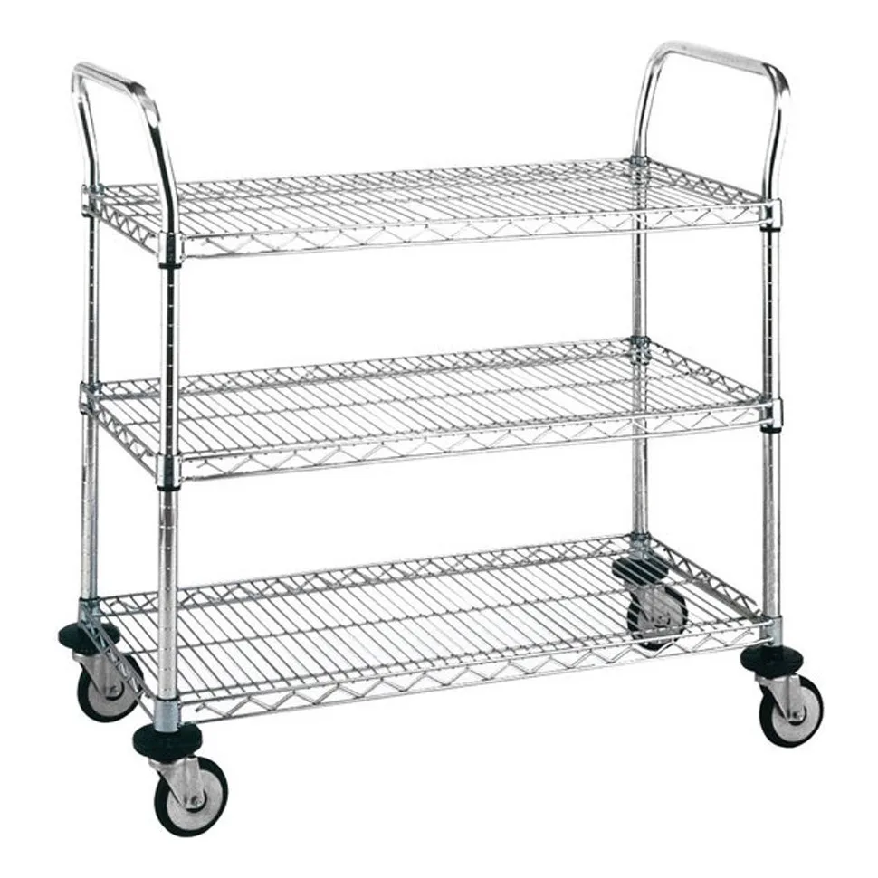 Metro MW704 Super Erecta MW Standard Duty Utility Cart w/ 3 Wire Shelves - 18" x 30" x 38"