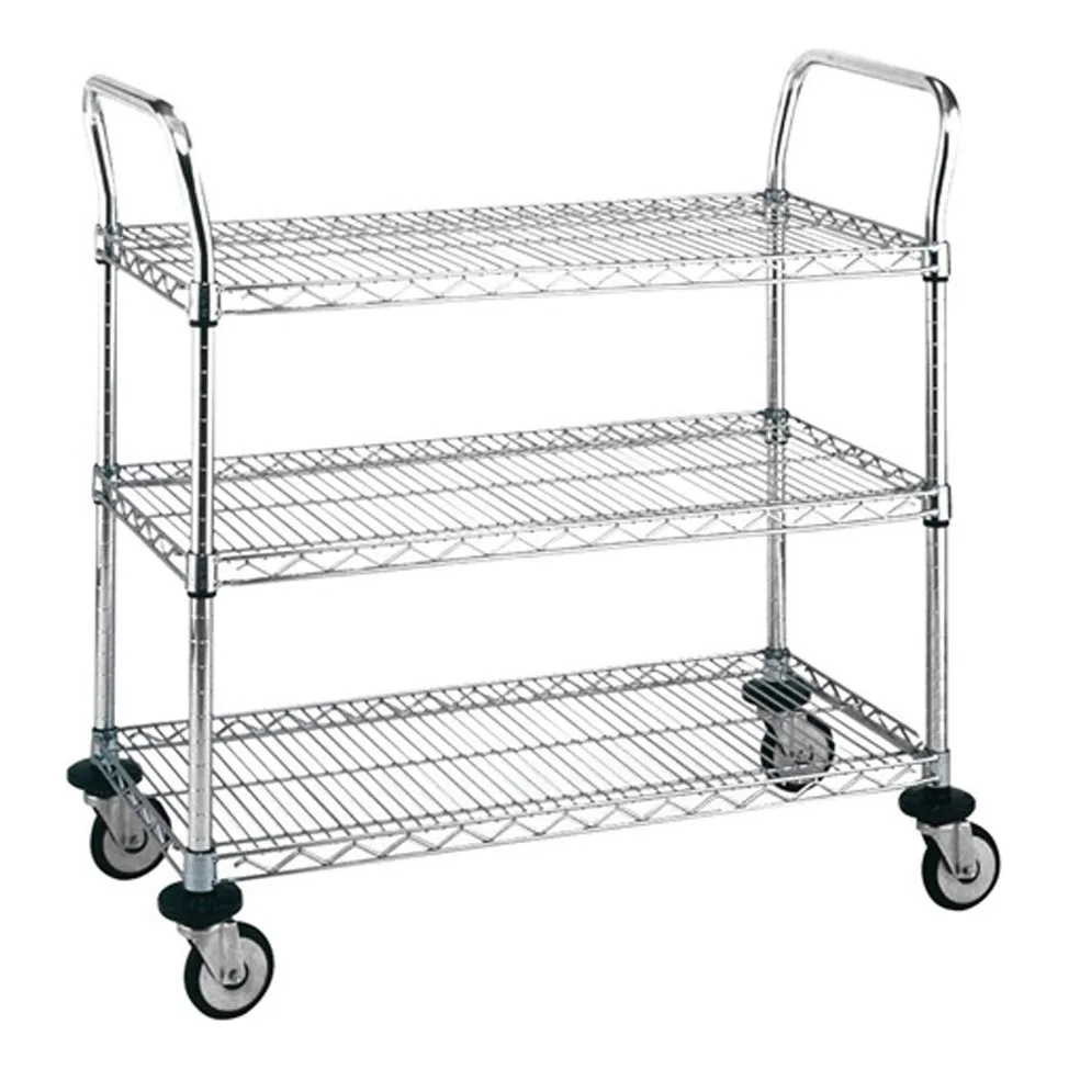 Metro MW702 Super Erecta MW Standard Duty Utility Cart w/ 3 Wire Shelves - 18" x 24" x 38"