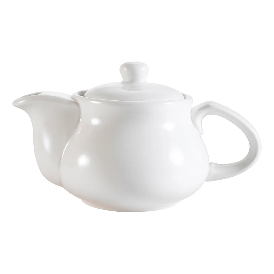 CAC China TPW-5 Teapot, 9 Oz., 6" L × 3-1/2" W × 3" H, Bone White Porcelain, Raised Lid – 1 Dozen
