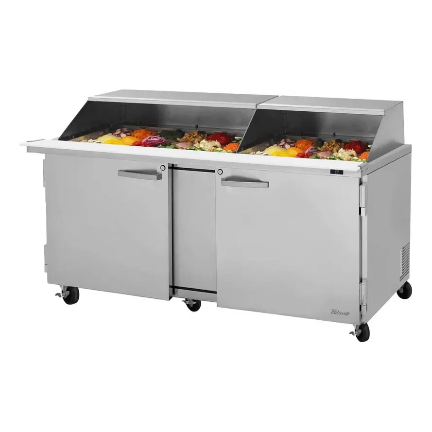 Turbo Air PST-72-30-N-SL 72″ Mega Top Sandwich/Salad Prep Table w/ 2 Doors, 30 Pans