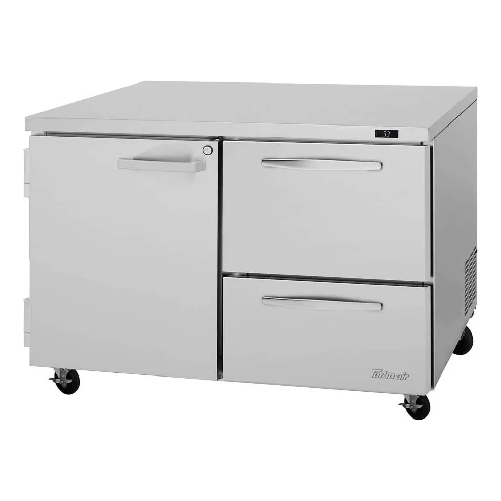 Turbo Air PUR-48-D2R-N 48″ 2-Section Undercounter Refrigerator w/ 1 Door & 2 Drawers