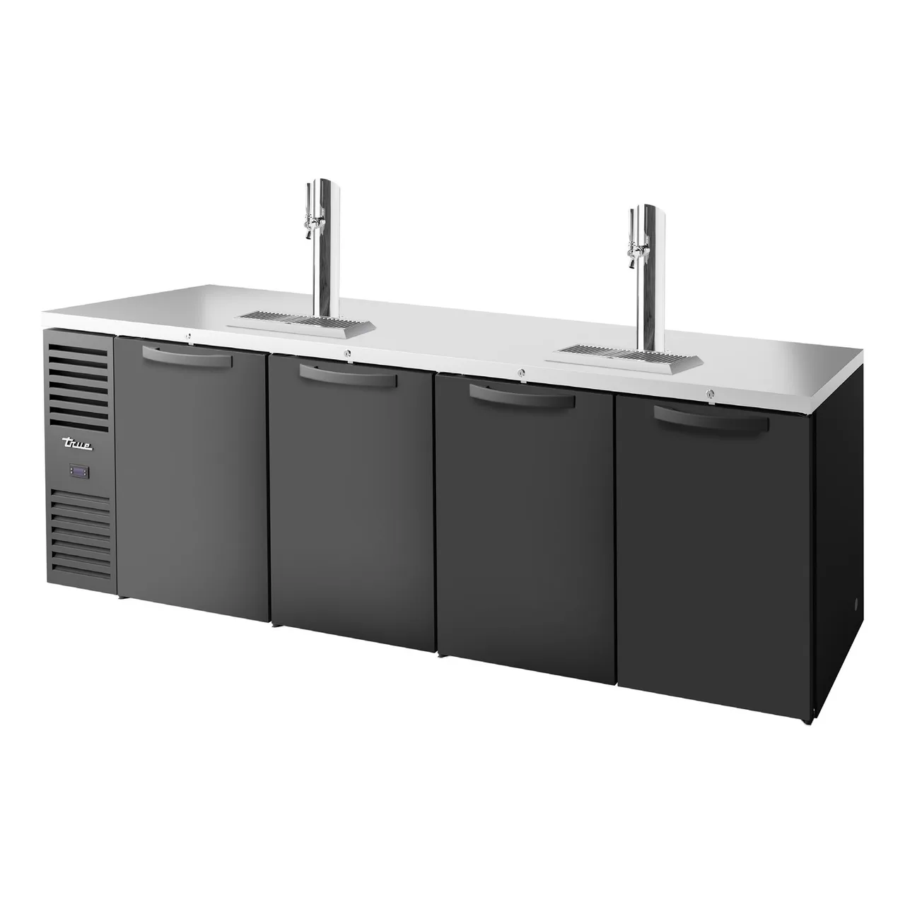 True TDR108-RISZ1-L-B-SSSS-1 108″ Four Section Solid Door Draft Beer Cooler, 5 Kegs Capacity