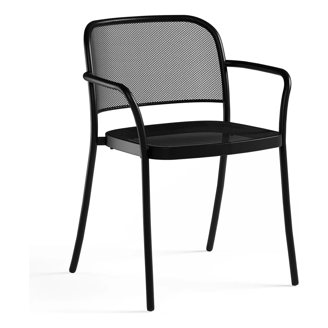 emuamericas E557 Café Stacking Armchair, Outdoor/Indoor, Metal Mesh Back & Seat, Steel Frame, Powder Coated