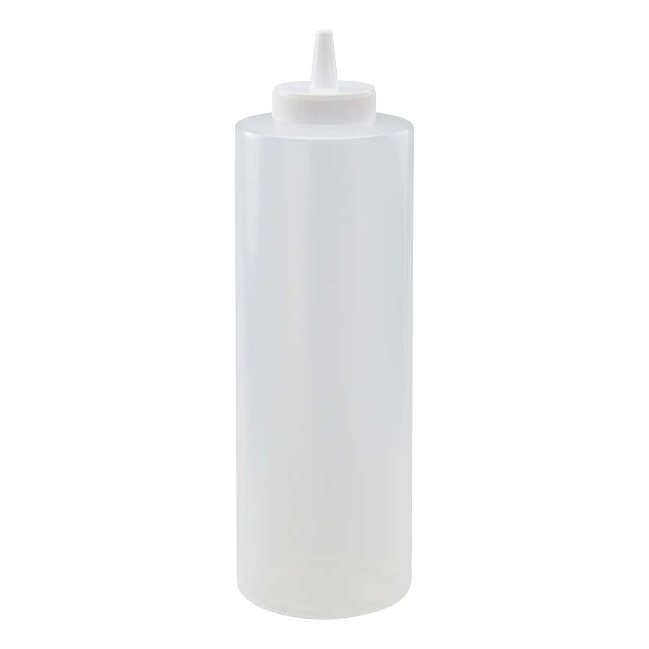 Winco PSB-24C Squeeze Bottle, 24 oz Clear Plastic, BPA-Free, Single Tip, Standard Top - 6/Pack