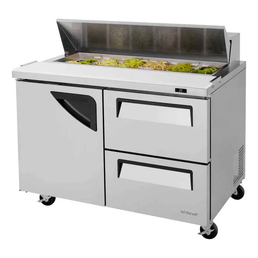 Turbo Air TST-48SD-D2-N 48″ Sandwich / Salad Prep Table w/ 2 Drawers & 1 Door, 12 Pans