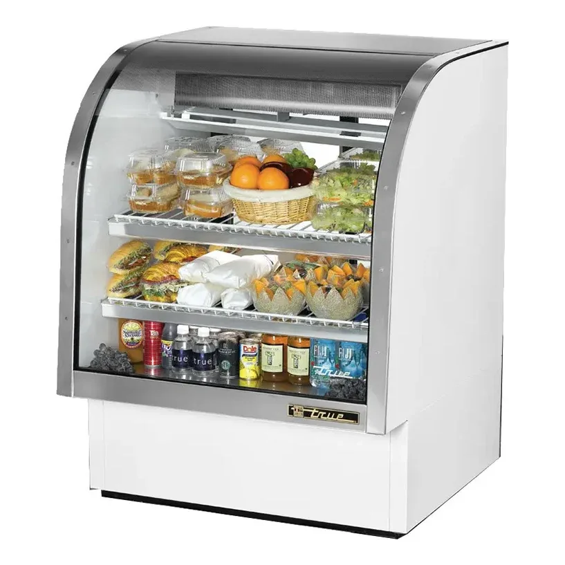 True TCGG-36-HC-LD 36-1/4″ Full Service Deli Case w/ Curved Glass – (3) Levels, White, 115v