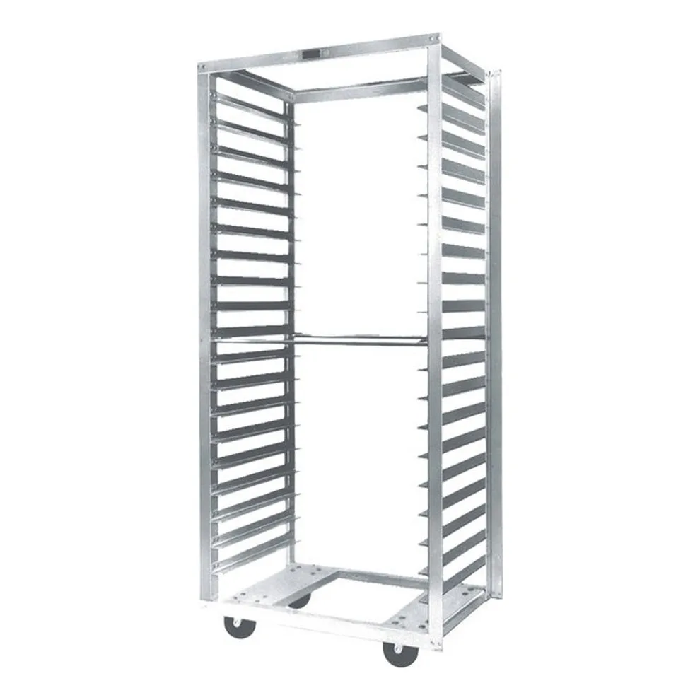 Metro RD33N 20 Pan Aluminum Mobile Side Load Bun / Sheet Pan Rack with 3" Bottom Load Slides