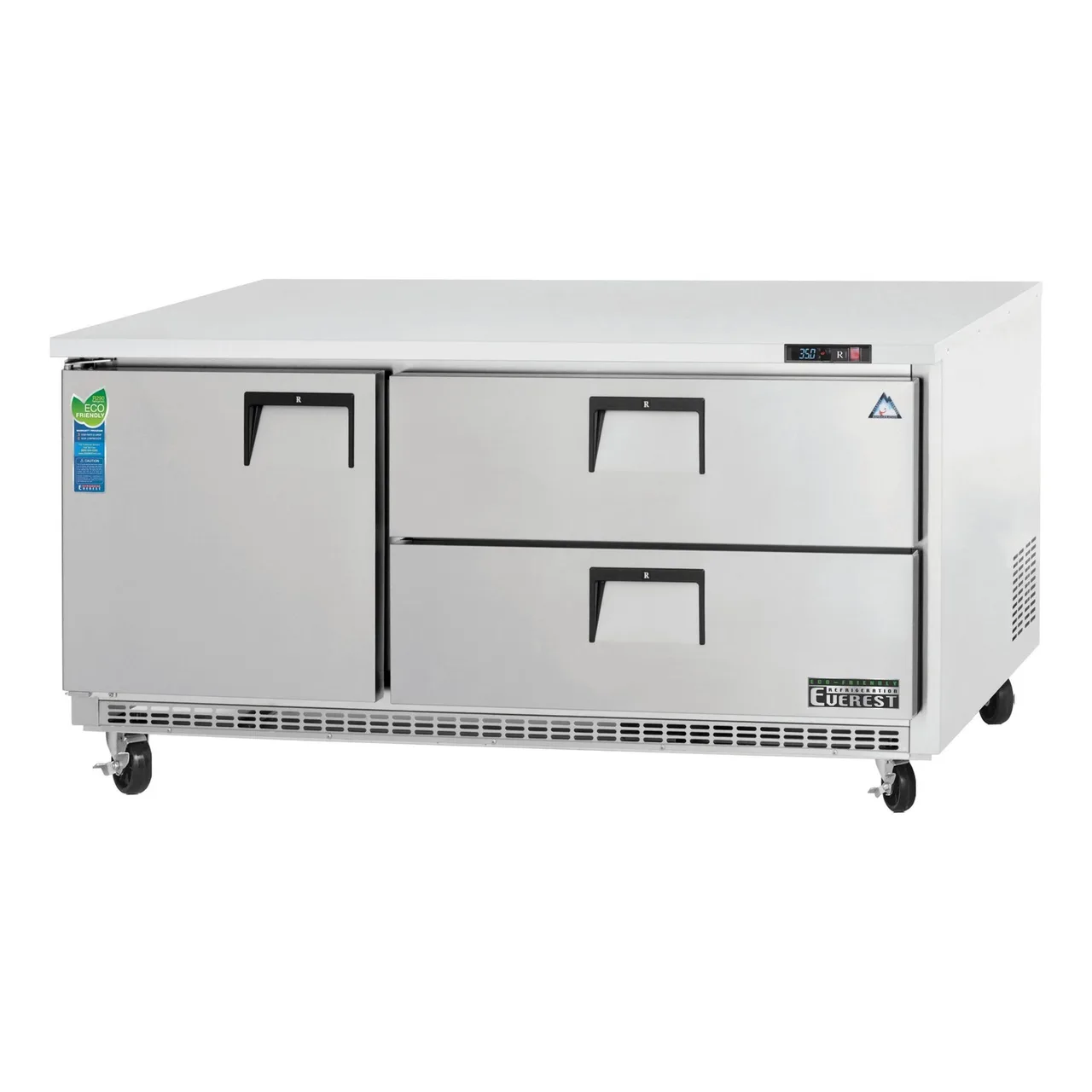 Everest ETBR3-D2 71″ Two Section Undercounter Refrigerator w/ 1 Door & 2 Drawers, 22 cu. ft.