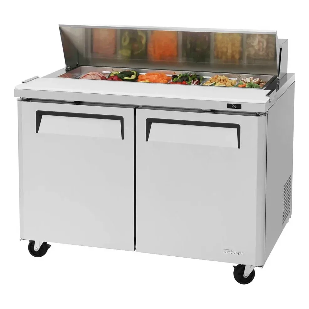 Turbo Air MST-48-N 48″ Two Section Sandwich / Salad Prep Table w/ 2 Doors, 12 Pans