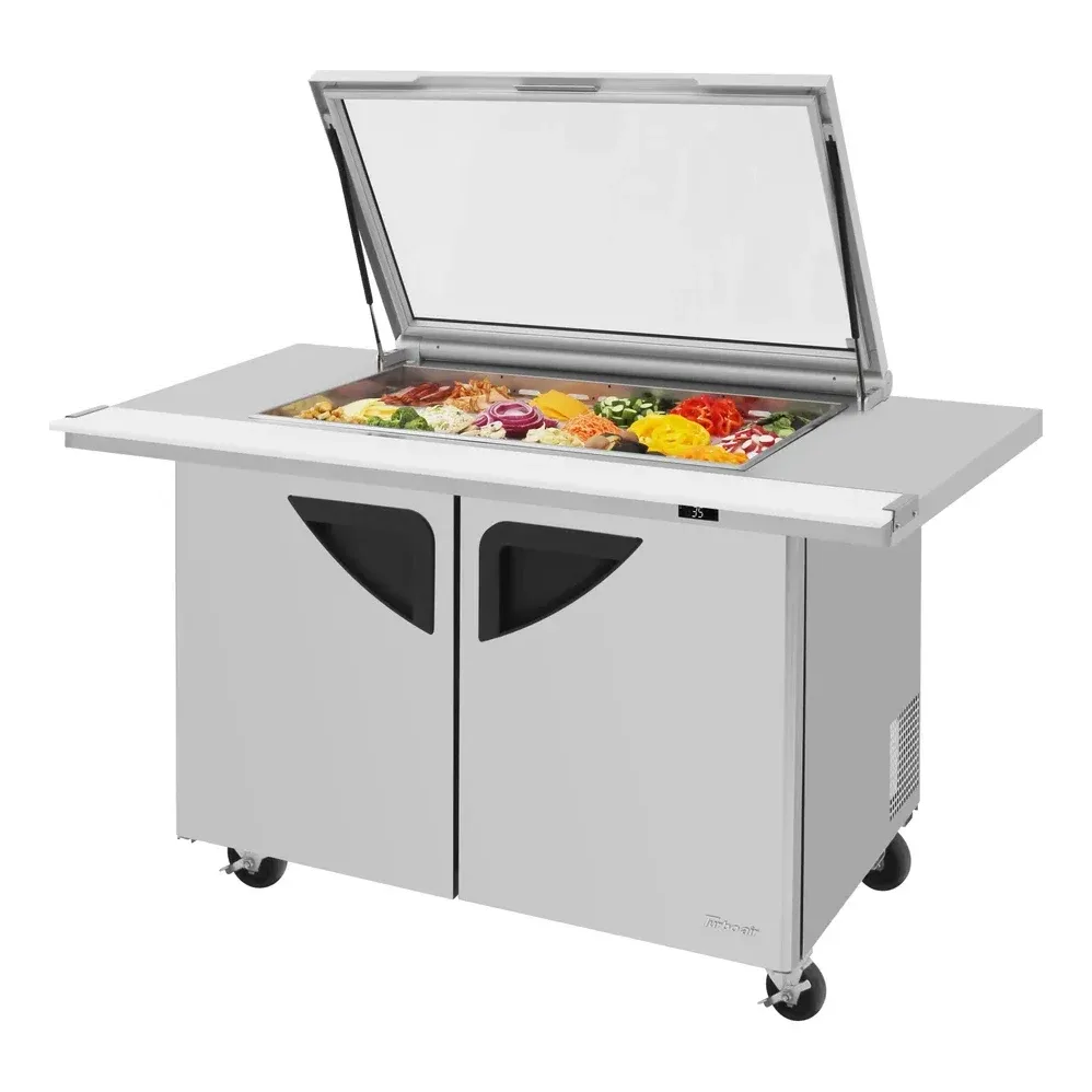 Turbo Air TST-48SD-18-E-N-GL 72″ Mega Top Sandwich/Salad Prep Table w/ 2 Doors, 18 Pans
