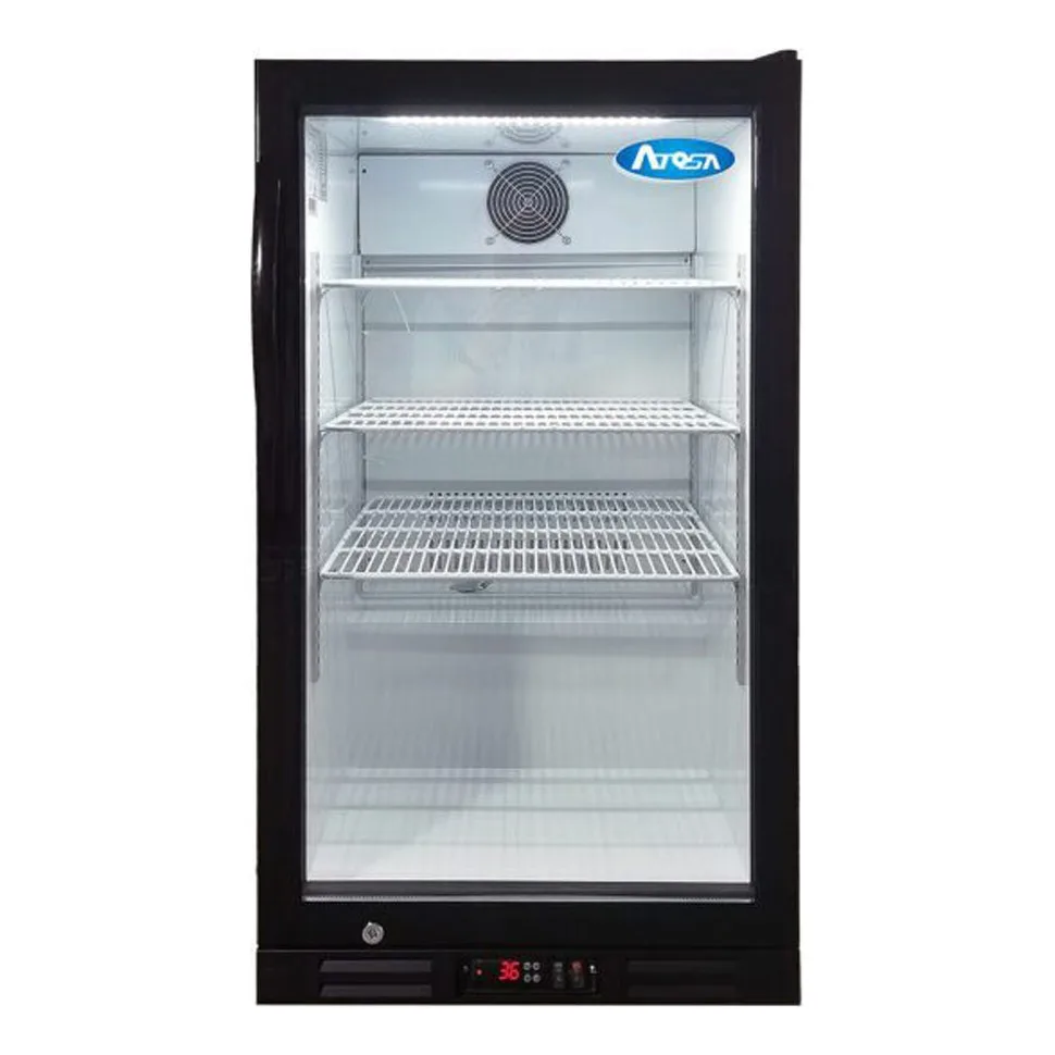 Atosa USA CTD-7T - 38" Countertop Glass Door Refrigerator, 7 cu ft, Black/White, LED, R600a, 115V