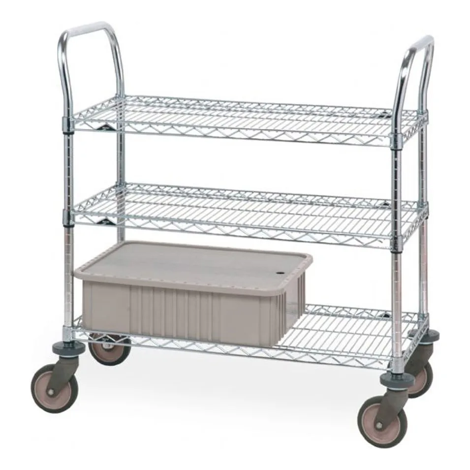 Metro 3SPN33PS Super Erecta SP Utility Cart w/ 3 Stainless Steel Wire Shelf - 18" x 36" x 39"