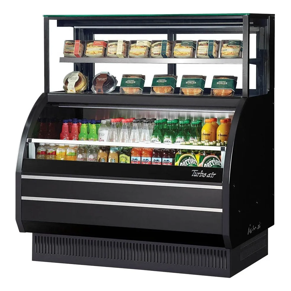 Turbo Air TOM-W-50SB-UF-N 50″ Horizontal Combination Open Air Merchandiser, Stainless Steel, Self-Contained, 2 Shelves, 5.6 top/8.5 bottom cu. ft.