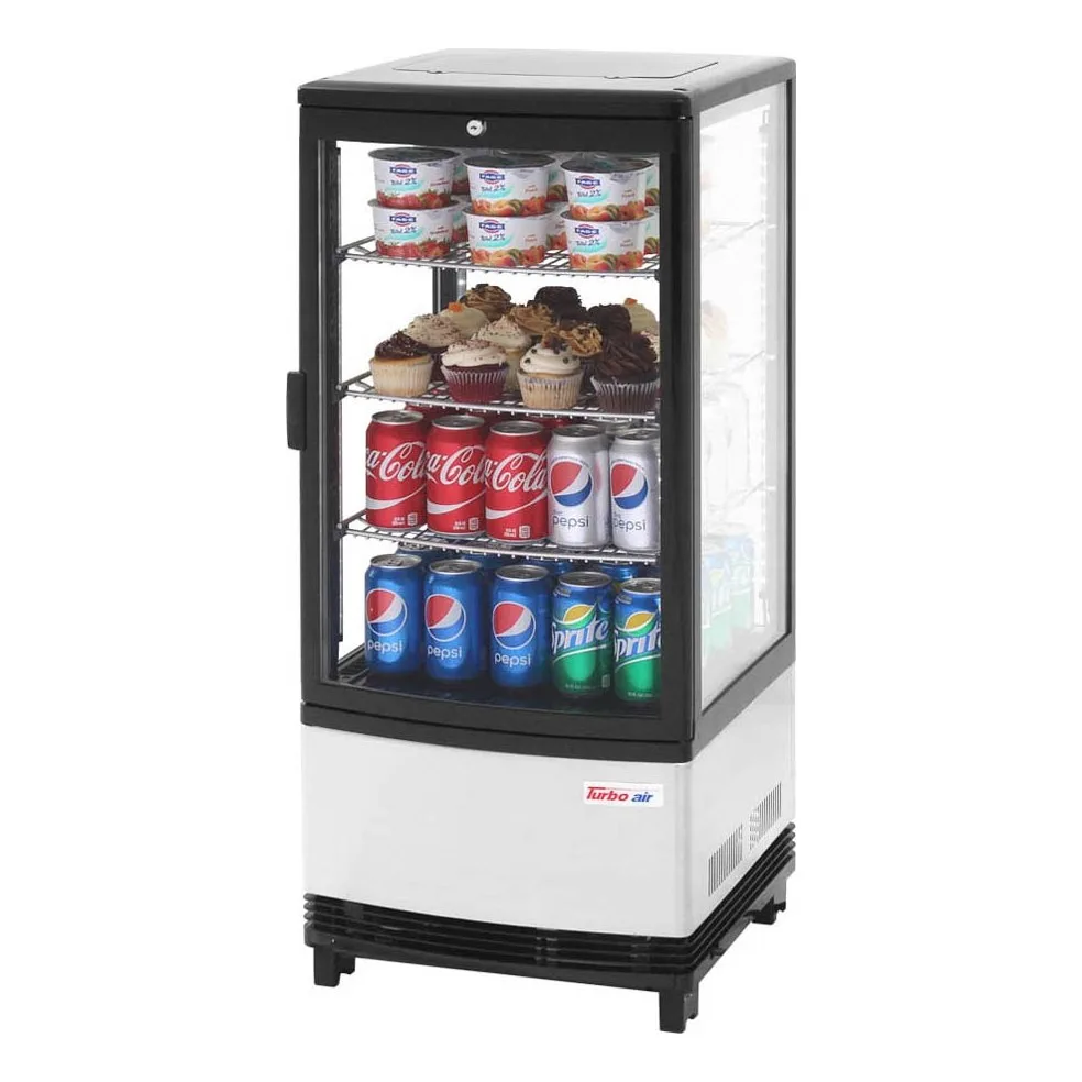 Turbo Air CRT-77-1R-N 16″ Self Service Countertop Refrigerated Display Case with Hinged Glass Door, 3 Shelves – 3 cu. Ft.