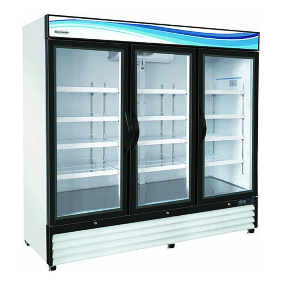 Serv-Ware GR72-HC 81″ Three Section Merchandiser Refrigerator with Swing Glass Door