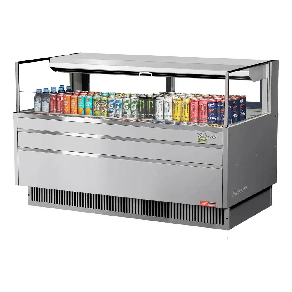 Turbo Air TOM-60L-UFD-S-1S-N 58″ Horizontal Open Air Merchandiser, Stainless Steel, Self-Contained, Deck Only, w/ Rear Doors, 8 cu. ft.