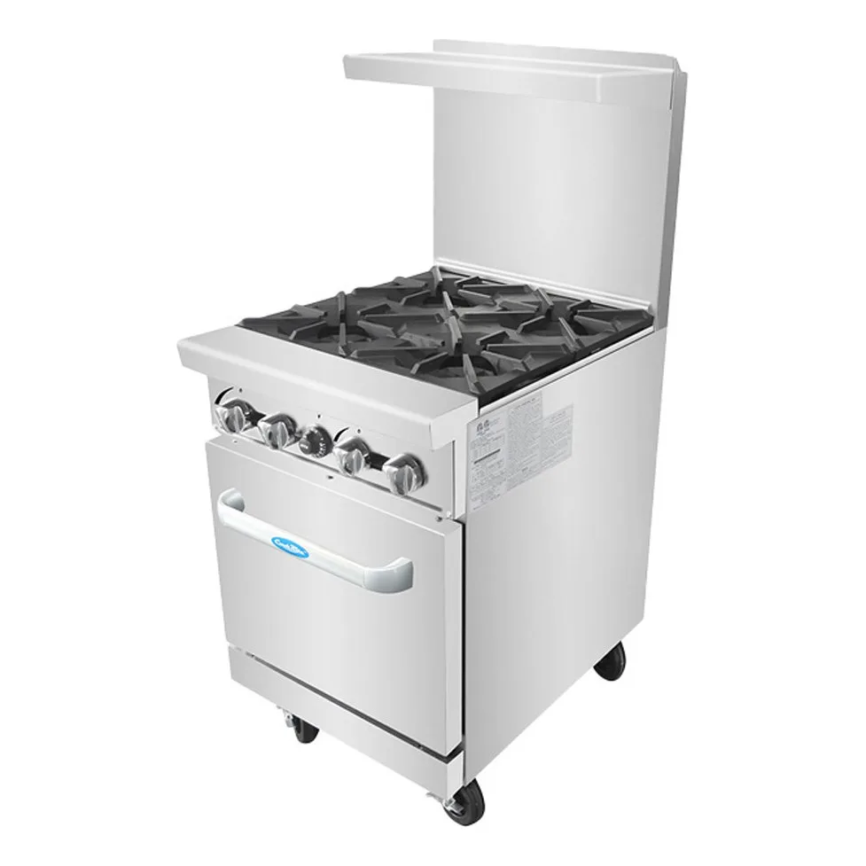 Atosa USA AGR-4B-NG 24“ Natural Gas Restaurant Range with (4) Open Burners, 152.000 BTU 