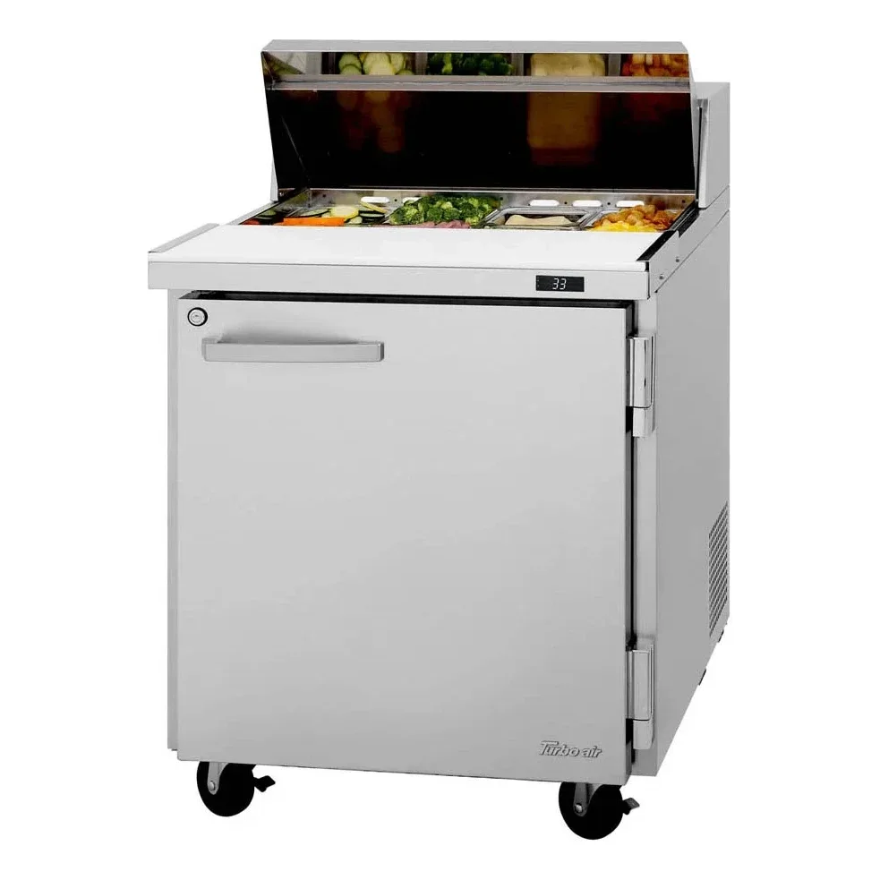 Turbo Air PST-28-N 27″ One Section Sandwich / Salad Prep Table w/ 1 Door, 8 Pans