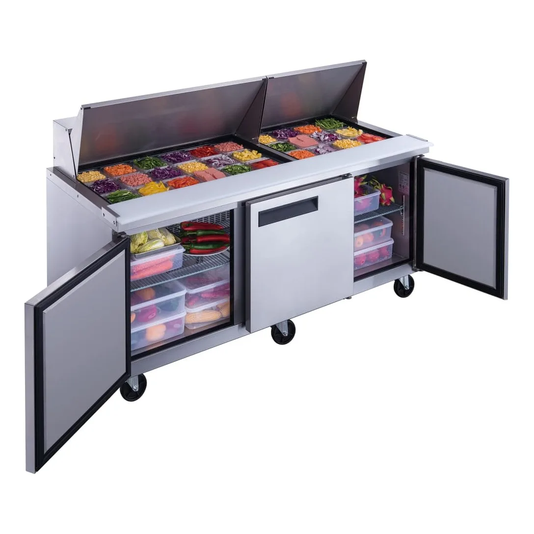 Dukers DSP72-30M-S3 72 1/2" Sandwich/Salad Prep Table w/ Refrigerated Base, 115v