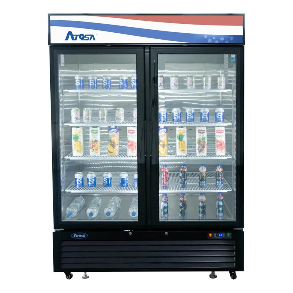 Atosa USA MCF8721ES 54" 2 Section Glass Door Freezer Merchandiser in Black, 43.8 cu. ft.