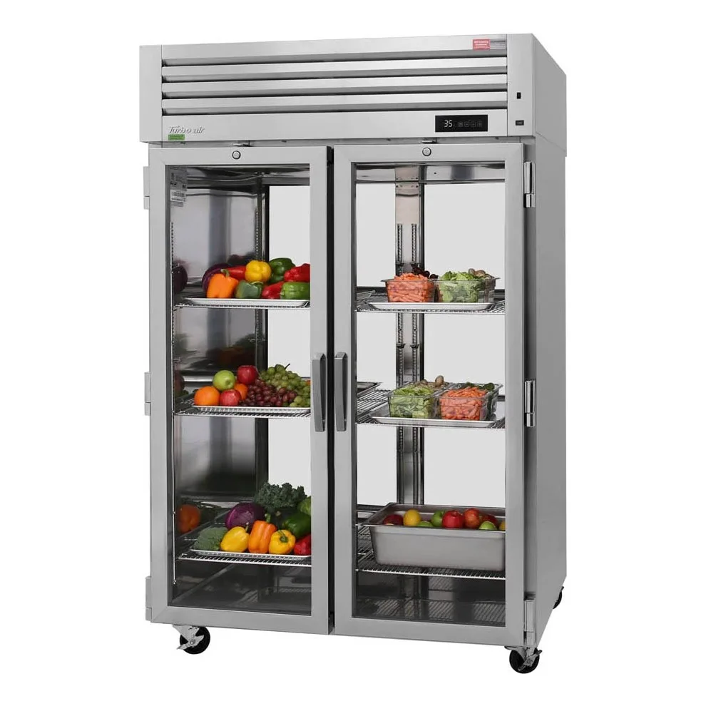 Turbo Air PRO-50R-G-PT-N Two Section Pass-Thru Refrigerator w/ 4 Full Glass Doors, Top Mount, 55 cu. ft.