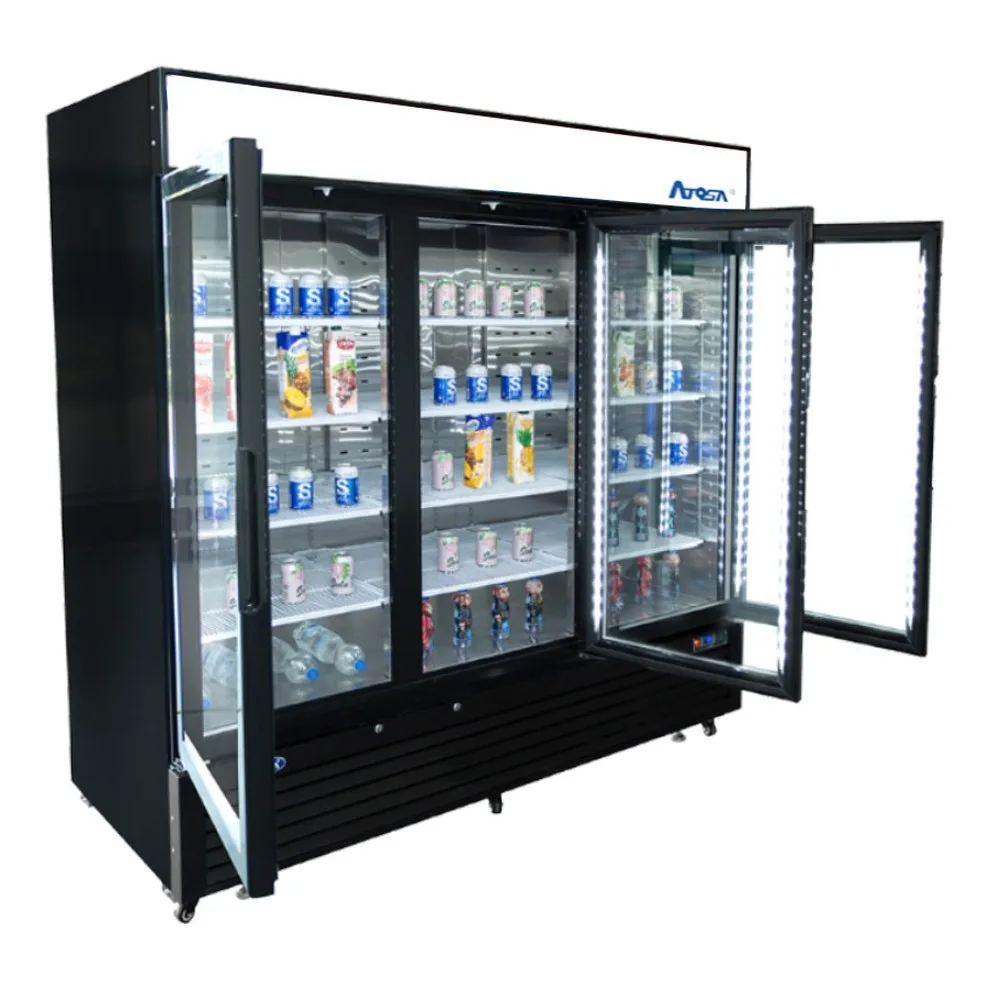 Atosa USA MCF8724GR 81“ 3-Section Merchandiser Refrigerator w/ 3 Swing Glass Door, 69.5 cu. ft.