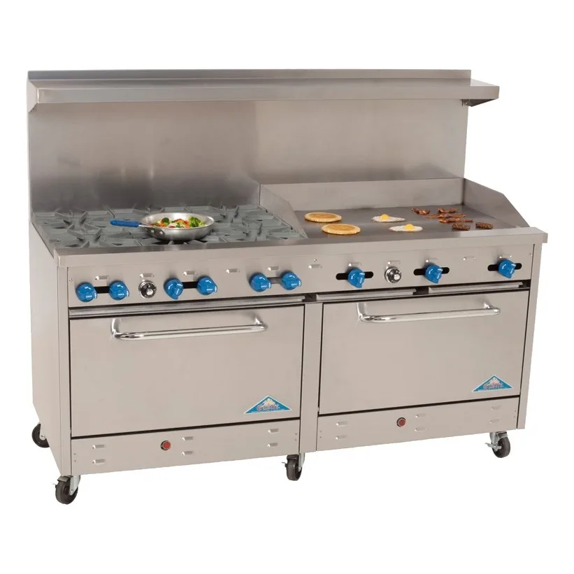 Comstock-Castle 2F330-36 72″ Gas Restaurant Range w/ (6) Open Burners, (1) 36″ Griddle, (2) Standard Ovens, 294.000 BTU