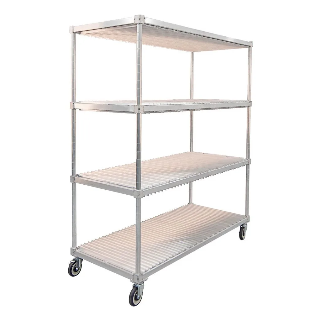 New Age 95333 Mobile Heavy Duty Aluminum Tray Drying Rack with 3 Tray Levels 