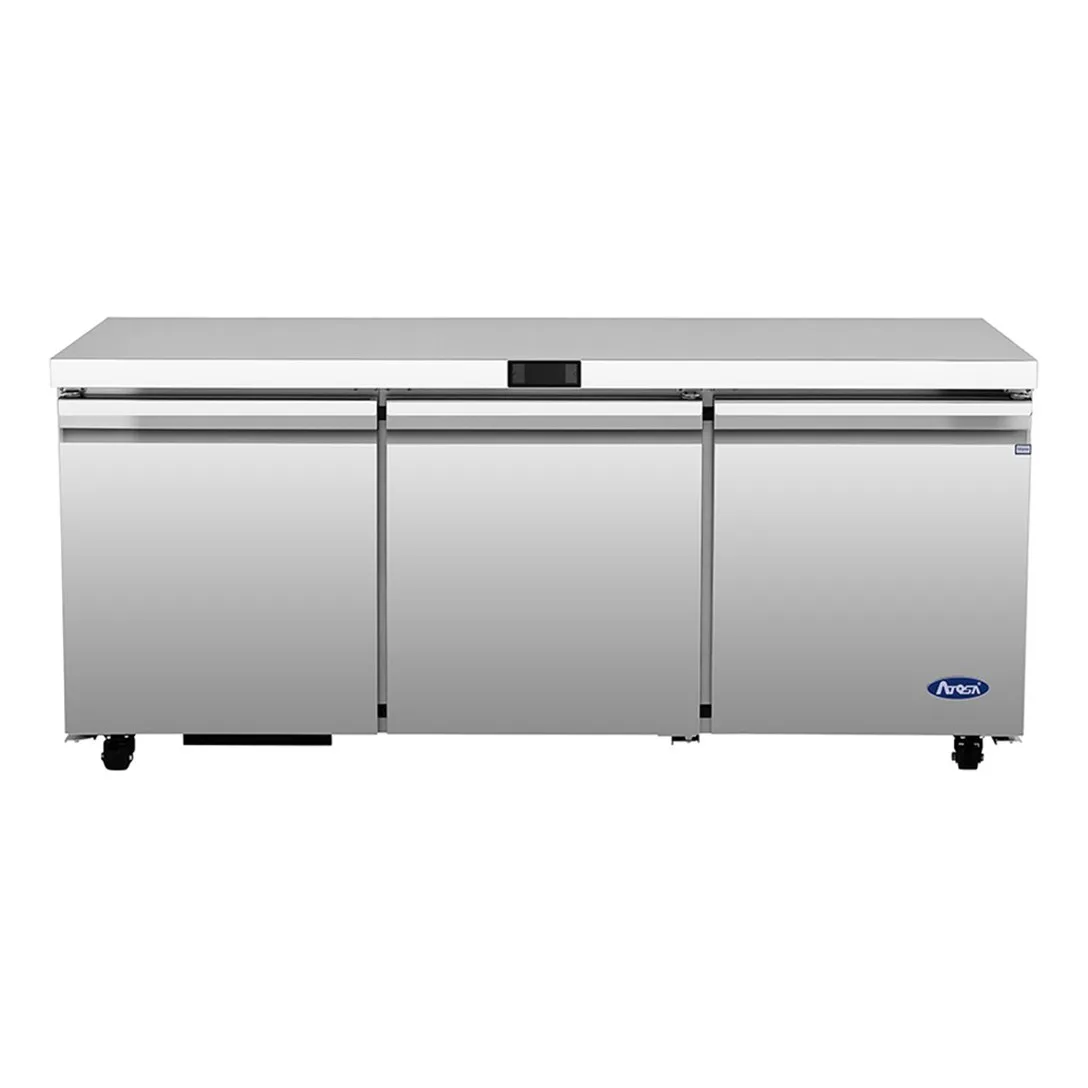 Atosa USA AUR72SD 72" Three Solid Door Undercounter Refrigerator, Stainless Steel, 18.2 cu. ft