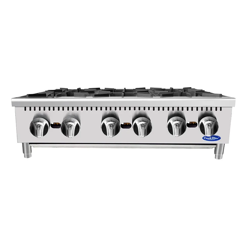 Atosa USA ACHP-6 36“ Countertop Gas Hotplate with (6) Burners, Manual Controls, 192.000 BTU