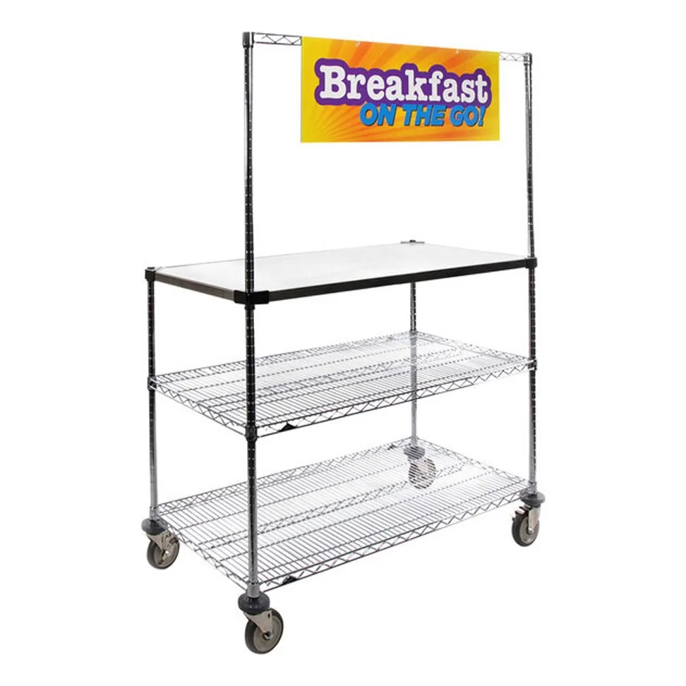 Metro GG2460 Stainless Steel 3-Shelf Grab n' Go Breakfast Cart - 60" x 24"
