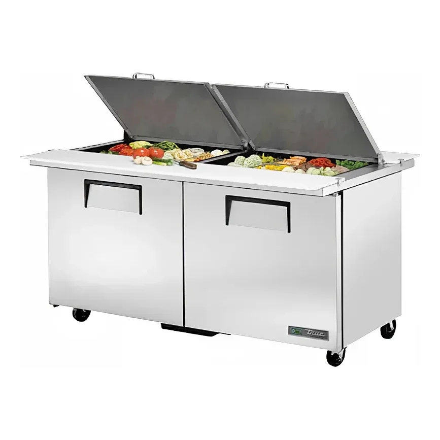 True TSSU-60-24M-B-DS-ST-HC 60″ TSSU Series Mega Top Dual Sided Sandwich/Salad Prep Table w/ Refrigerated Base, 115v