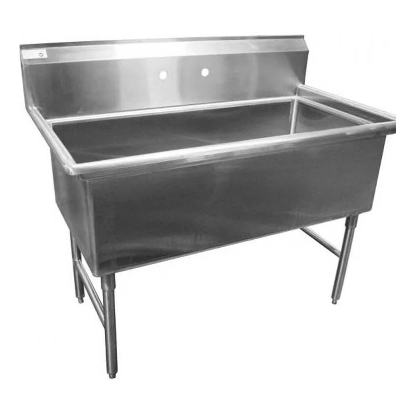 Serv-Ware 1C14H2448 53″ One Compartment Sink, 48″W x 24″L Bowl Without Drainboards/14 Gauge