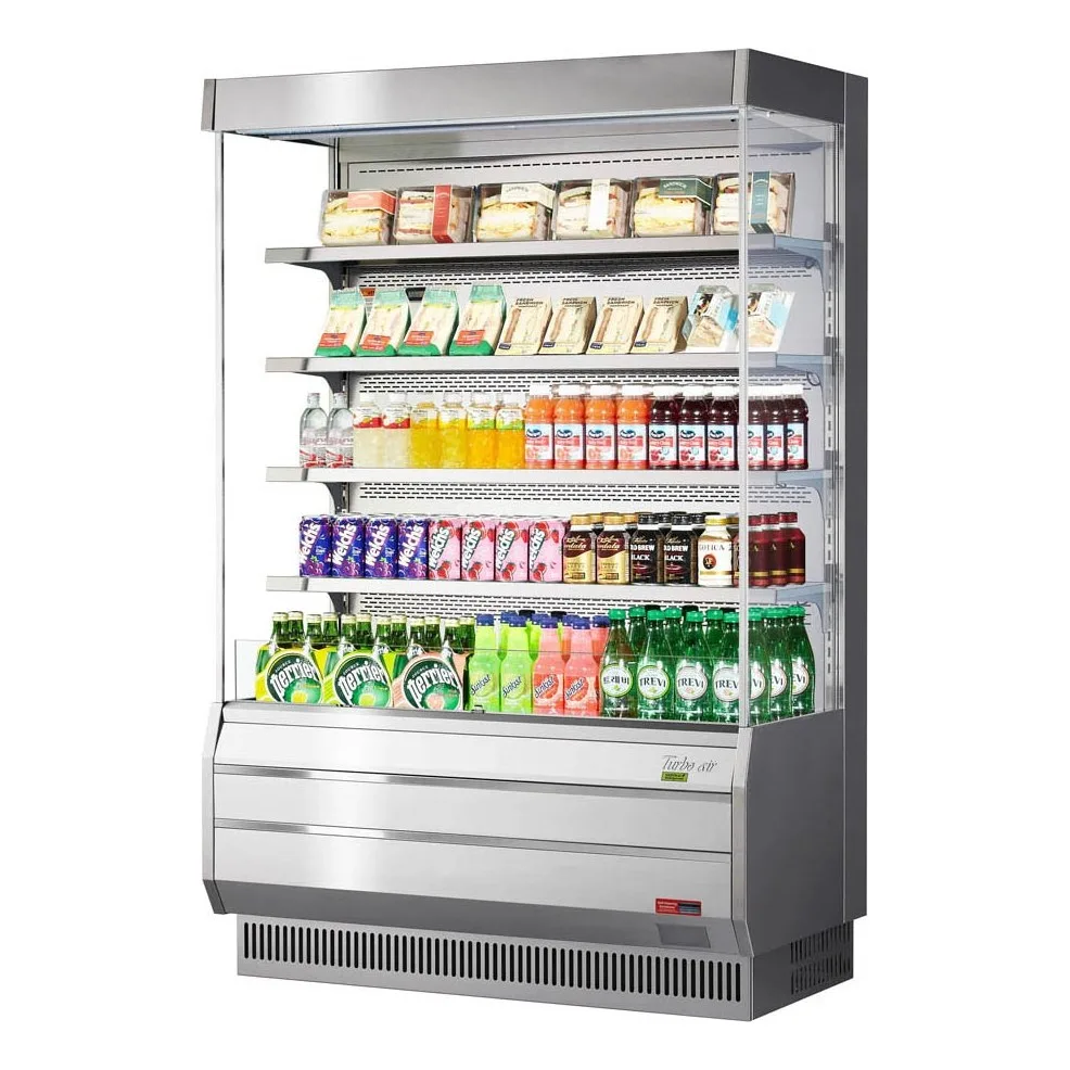 Turbo Air TOM-50S-N 50″ Vertical Open Air Merchandiser, Stainless Steel, Self-Contained, 4 Shelves, 16.5 cu. ft.