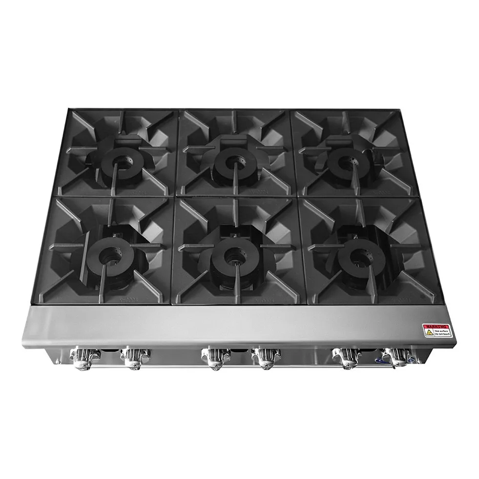 Atosa USA ACHP-6 36“ Countertop Gas Hotplate with (6) Burners, Manual Controls, 192.000 BTU
