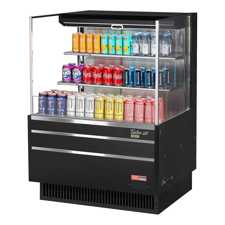 Turbo Air TOM-36L-UF-W(B)-3S-N 34″ Horizontal Open Air Merchandiser, Specify Exterior, Self-Contained, 2 Shelves, Low Profile, 11.1 cu. ft.