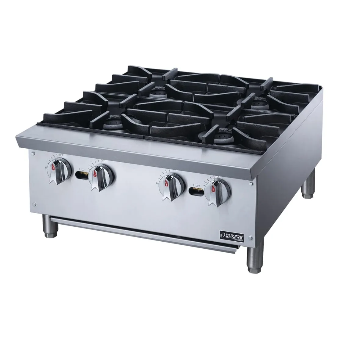 Dukers DCHPB24 24" Gas Hotplate w/ (4) Burners & Manual Controls, Convertible