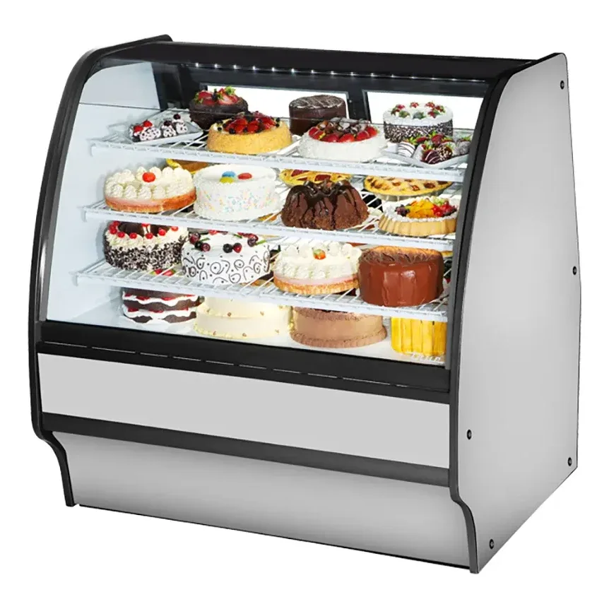 True TGM-R-48-SC/SC-S-W 48 1/4″ Full Service Bakery Case w/ Curved Glass – (4) Levels, 115v