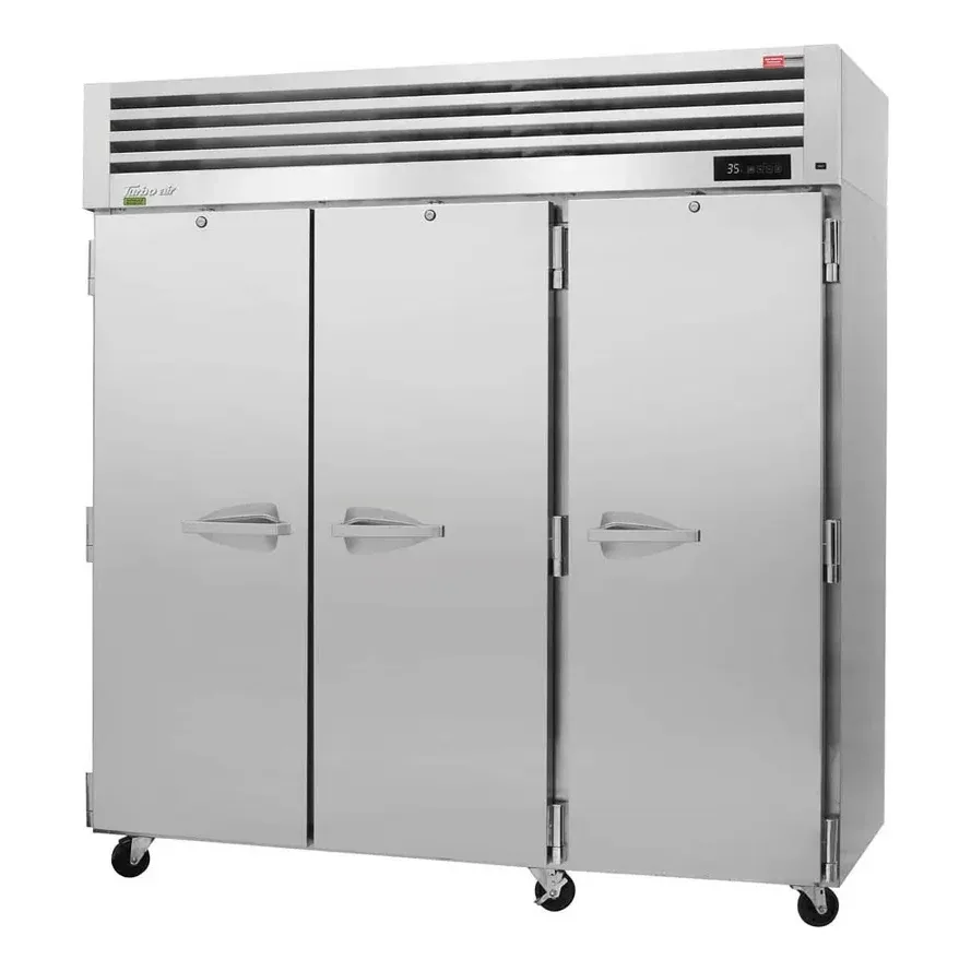 Turbo Air PRO-77R-N 77″ Three Section Reach-In Refrigerator w/ 3 Solid Doors, Top Mount, 75 cu. ft.