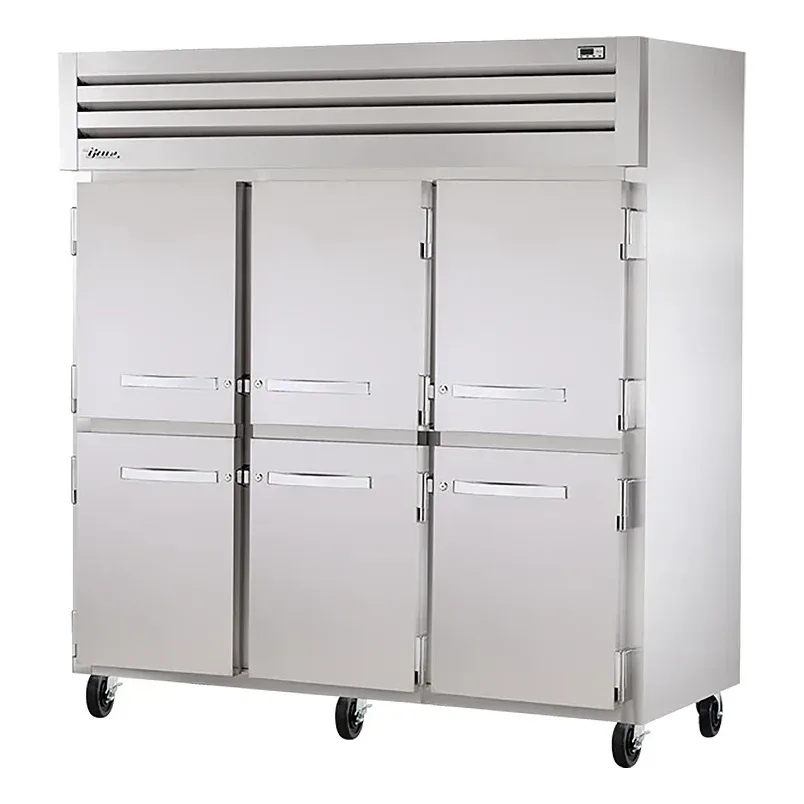 True STR3R-6HS-HC 77 3/4″ Three Section Reach In Refrigerator, (6) Left/Right Hinge Solid Doors, 115v