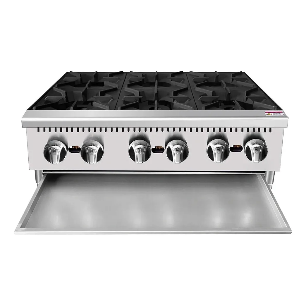 Atosa USA ATHP-36-6-LP 36" Countertop LP Gas Hotplate w/ (6) Burners, Manual Controls, 150.000 BTU