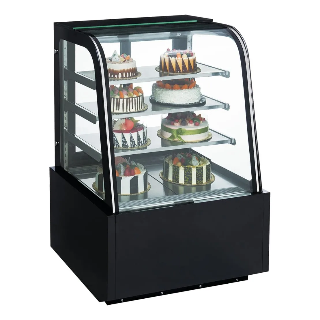 Dukers DDM72R-CB 72" Full Service Bakery Case w/ Curved Glass - (4) Levels, 115v