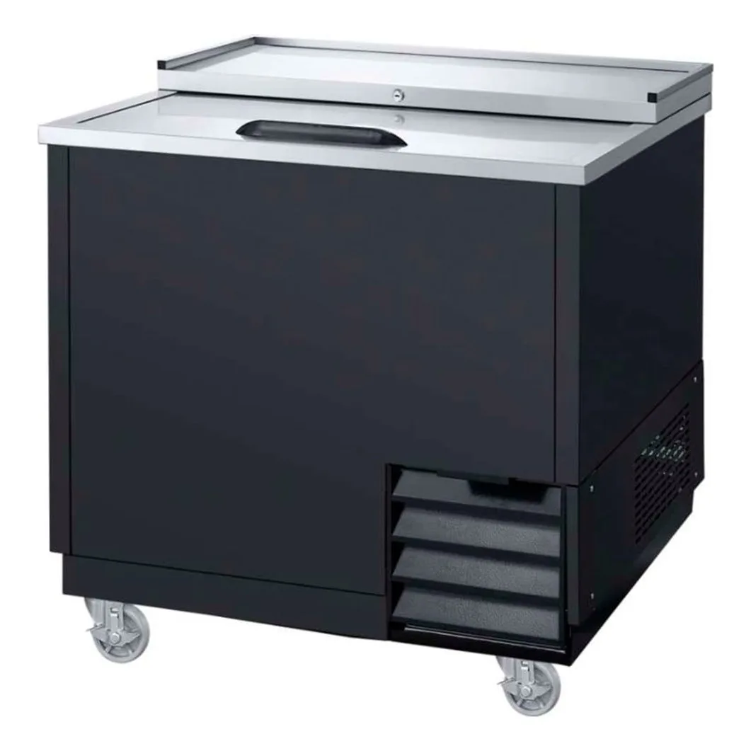 Dukers DHBC36 36 3/4" Forced Air Bottle Cooler - Holds (628) 12 oz Bottles, Lid Locks, Black, 115v